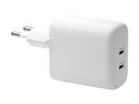 dbramante1928 re-charge - Strömadapter - 20 Watt - 3 A - PD/PPS - 2 utdatakontakter (24 pin USB-C) - vit - Europa CH20EUWH7122