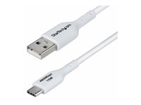 StarTech.com 2m (6.6ft) White USB-A to USB-C Charging Cable/Cord, M/M - USB-kabel - USB (hane) till USB-C (hane) - USB 2.0 - 3 A - 2 m - halogenfri, passiv, ladda och synka, USB Fast Charge (15W) - vit USB2AC2MNCWHE