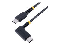 StarTech.com 1ft (30cm) USB C Charging Cable Right Angle, 60W PD 3A, Heavy Duty Fast Charge USB-C Cable, USB 2.0 Type-C, Durable and Rugged Aramid Fiber, S20/iPad/Pixel - High Quality USB Charging Cord (R2CCR-30C-USB-CABLE) - USB-kabel - USB-C (hane) rak till USB-C (hane) högervinklad - USB 2.0 - 3 A - 30 cm - svart R2CCR-30C-USB-CABLE