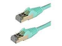 StarTech.com 2m CAT6A Ethernet Cable, 10 Gigabit Shielded Snagless RJ45 100W PoE Patch Cord, CAT 6A 10GbE STP Network Cable w/Strain Relief, Aqua, Fluke Tested/UL Certified Wiring/TIA - Category 6A - 26AWG (6ASPAT2MAQ) - Patch-kabel - RJ-45 (hane) till RJ-45 (hane) - 2 m - STP - CAT 6a - formpressad, hakfri - havsblå 6ASPAT2MAQ
