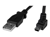 StarTech.com 1m Mini USB Cable Cord - A to Up Angle Mini B - Up Angled Mini USB Cable - 1x USB A (M), 1x USB Mini B (M) - Black (USBAMB1MU) - USB-kabel - USB (hane) till mini-USB typ B (hane) - 1 m - 90° kontakt - svart USBAMB1MU
