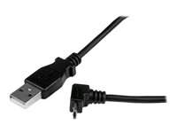 StarTech.com 2m Micro USB Cable Cord - A to Up Angle Micro B - Up Angled Micro USB Cable - 1x USB A (M), 1x USB Micro B (M) - Black (USBAUB2MU) - USB-kabel - mikro-USB typ B (hane) till USB (hane) - USB 2.0 - 2 m - formpressad, 90° anslutning - svart USBAUB2MU