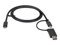 StarTech.com 1 m USB-C-kabel med USB-A-adapterdongel - Hybrid 2-i-1 USB C-kabel med USB-A - USB-C till USB-C (10 Gbps/100 W PD), USB-A till USB-C (5 Gbps) - Perfekt för hybriddockningsstationer - USB-kabel - 24 pin USB-C (hane) till 24 pin USB-C (hane) - 1 m - USB-strömförsörjning (100W) - för P/N: DKM30CHDPD, DKM30CHDPDUE USBCCADP