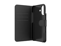 iFrogz Defence - Vikbart fodral för mobiltelefon - PU-läder (termoplastisk polyuretan + polykarbonat), läderkänsla - svart - för Apple iPhone 16 302315354