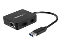 StarTech.com USB 3.0 för fiberoptik-omvandlare - Kompakt USB till öppen SFP-adapter - USB till gigabit-nätverksadapter - Kompatibel med USB 3.0-fiberadapter med multiläge (MMF)/enkelläge Fiber (SMF) - Nätverksadapter - USB 3.0 - 1000Base-LX/1000Base-SX x 1 - svart US1GA30SFP