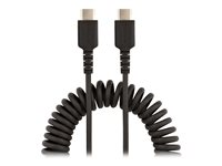StarTech.com 50 cm USB C-laddningskabel, kraftig USB-C-spiralkabel för snabb laddning och synkronisering, USB 2.0 Type-C-kabel, robust aramidfiber, slitstark hane till hane USB-kabel, svart - USB-kabel - 24 pin USB-C (hane) till 24 pin USB-C (hane) - USB 2.0 - 3 A - 50 cm - lindad - svart R2CCC-50C-USB-CABLE