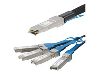 StarTech.com MSA Uncoded Compatible 2m 40G QSFP+ to 4x SFP+ Direct Attach Breakout Cable Twinax, 40GbE QSFP+ to 4x SFP+ Copper DAC 40 Gbps Low Power Passive Transceiver Module DAC Cable - Lifetime Warranty (QSFP4SFPPC2M) - Övergångskabel - QSFP+ spärrad till SFP+ spärrad - 2 m - dubbelaxlad - SFF-8431/SFF-8432/SFF-8436 - passiv - svart QSFP4SFPPC2M