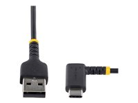 StarTech.com 3ft (1m) USB A to C Charging Cable Right Angle, Heavy Duty Fast Charge USB-C Cable, USB 2.0 A to Type-C, Durable and Rugged Aramid Fiber, 3A, S20/iPad/Pixel - High Quality USB Charging Cord (R2ACR-1M-USB-CABLE) - USB-kabel - USB (hane) rak till 24 pin USB-C (hane) högervinklad - USB 2.0 - 3 A - 1 m - svart R2ACR-1M-USB-CABLE