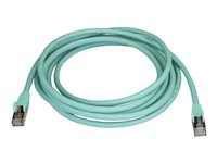 StarTech.com 3m CAT6A Ethernet Cable, 10 Gigabit Shielded Snagless RJ45 100W PoE Patch Cord, CAT 6A 10GbE STP Network Cable w/Strain Relief, Aqua, Fluke Tested/UL Certified Wiring/TIA - Category 6A - 26AWG (6ASPAT3MAQ) - Patch-kabel - RJ-45 (hane) till RJ-45 (hane) - 3 m - STP - CAT 6a - formpressad, hakfri - havsblå 6ASPAT3MAQ